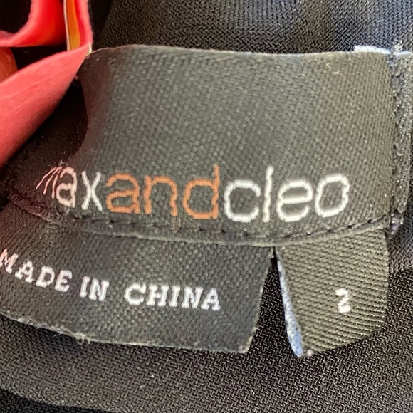 Max & Cleo Black Pleated Sleeveless V-Neck Mini Cocktail Party Dress Size 2 - Picture 8 of 10